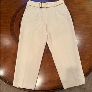 Ann Taylor Cream High Rise Pants with Tailored Fit